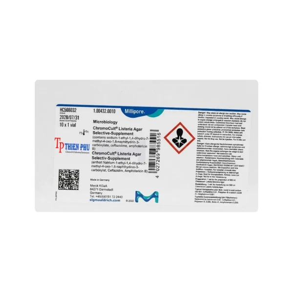 Chromocult® Listeria Agar Selective-Supplement- code 1.00432.0010
